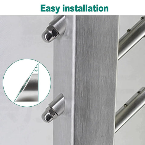 Installation of beveled washer 3/8 inch 30 degree angled 316 stainless steel for cable railings on metal post
