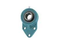 Front view of 3/4 in Wide Single 3-Bolt Set Screw Flange Bearing, Cast Iron Housing with Stainless Steel Lock, Compatible with Sealed Ball Bearing Inserts, UCFB204-12.