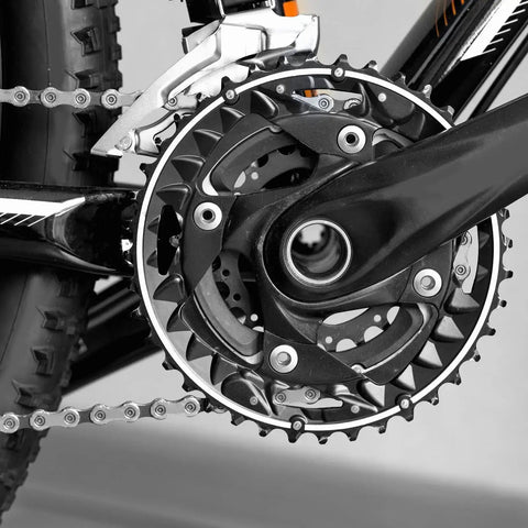 Bicycle chainring close-up with 20 Pieces 17mm Solid Chrome Steel Bearing Balls G16 Precision Grade for machinery use