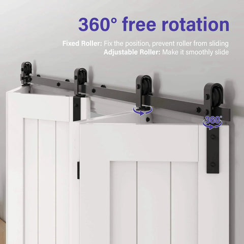 Bifold Barn Door Hardware: 40 inch Bi-fold Sliding Barn Door Hardware Track Kit for 36" Closet Doors installed side view