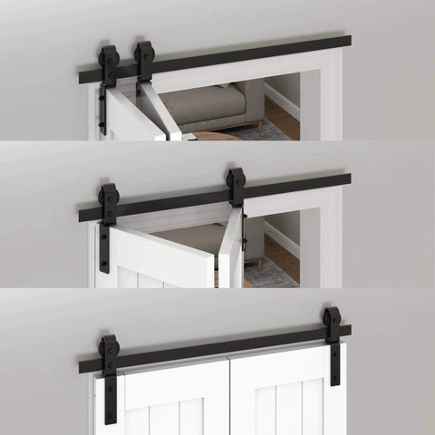 Bifold Barn Door Hardware: 40 inch Bi-fold Sliding Barn Door Hardware Track Kit for 36" Closet Doors - Top and Side Mount