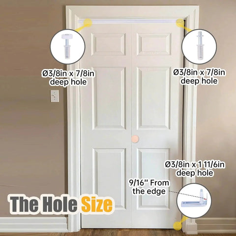 Diagram showing installation points for bifold closet door with Bifold Closet Door Hardware Kit with 48" Tracks, Lashow Complete Set
