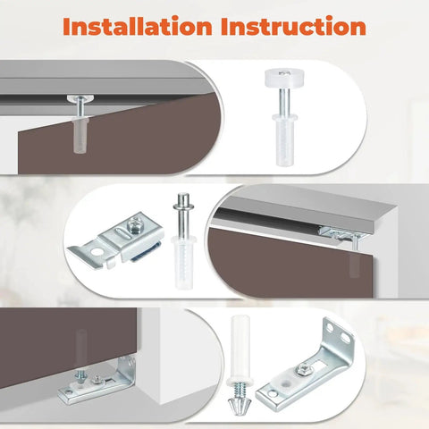Bifold Door Hardware Repair Kit For 7/8 To 1 Inch Sliding Door Tracks, 2 Pack installation instructions with brackets and pivots.