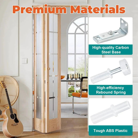 Bifold Door Hardware Repair Kit For 7/8 To 1 Inch Sliding Door Tracks, 2 Pack with carbon steel base and ABS spring parts.