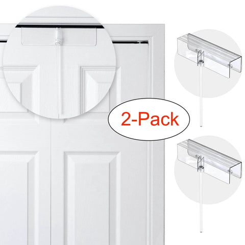 Two Pack Bifold Door Lock Child And Pet Proof Tool Free Install Clear Polycarbonate Fits 1 3 8 Inches Thick Wood Doors