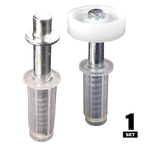 Bi-Fold Door Top Pivot And Guide Wheel Set 2 Pack For Closet Doors Nylon And Metal 7/8in Roller 1/4in Pivot, close-up