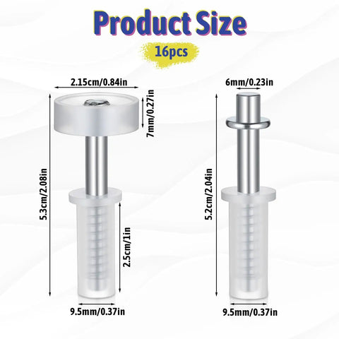 Bifold Closet Door Hardware Kit With 16 Pieces Top Roller Guide Wheels And Top Pivots, product dimensions diagram.