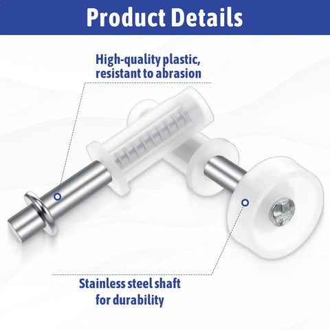 Bifold Closet Door Hardware Kit With 16 Pieces Top Roller Guide Wheels And Top Pivots featuring durable stainless steel and plastic components.