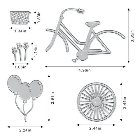 Valentines Day Bike Background Cutting Dies Set For Card Making And Scrapbooking, Balloon, Arrow And Flower Motifs, carbon steel