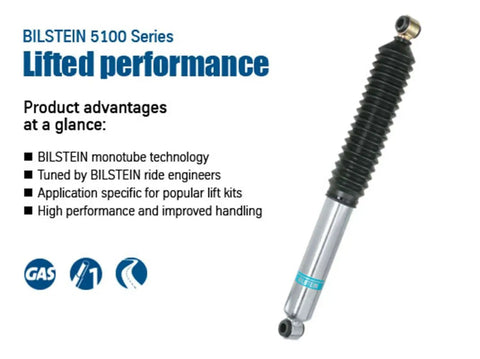 Bilstein 33-238319 5100 Series Rear Shock Absorber for Silverado 1500 and Sierra 1500 2014 2018 Fits 0-1 Inch Rear Lift Monotube Design