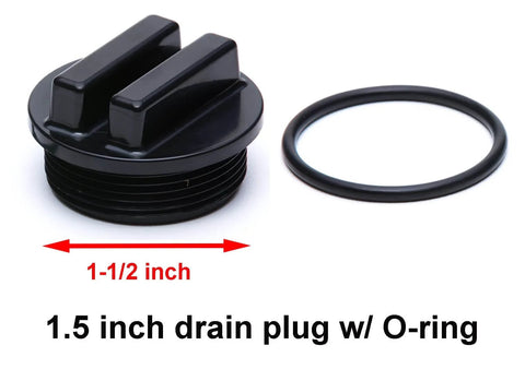 Two Pack 1-1/2 Inch MIP Black Pool Filter Drain Plug Cap Winterizing Plug With O Ring For Hayward Pentair Sta-Rite Waterway