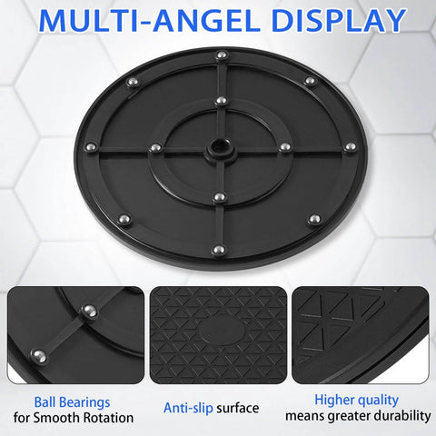 12 Inch Heavy Duty Lazy Susan Rotating Swivel Stand with Steel Ball Bearing Turntable Base showing anti-slip surface and durability