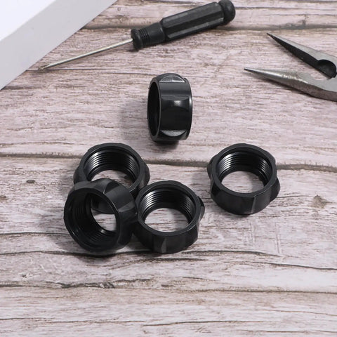 Six Pack Replacement Tightening Nuts For 17mm Ball Head Car Mounts on wooden surface with screwdriver and pliers
