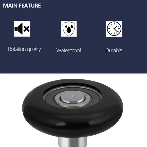 Close-up of a black 2-inch nylon roller with 4-inch stem, part of a 10 pack, featuring quiet, durable 6200-2RS bearings for garage doors