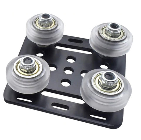 Black 2020 Aluminum Extrusion V-Slot Gantry Plate Set w White Wheels - VXB Ball Bearings