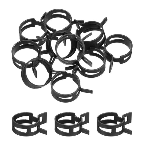 10 Pcs Fuel Line Clamps Spring Band Hose Clamps Half Inch 24mm Silicone Air Tube Vacuum Hose Water Pipe Low Pressure Assortment Kit Black