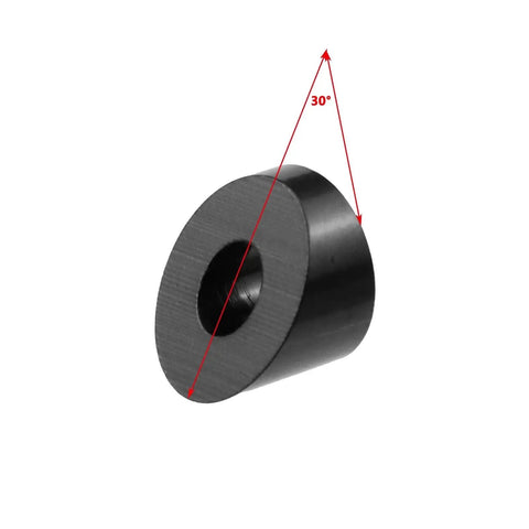 Quarter Inch 30 Degree Black Beveled Washer For Cable Railing 10 Pack, angled view showing 30-degree bevel, for indoor/outdoor use.