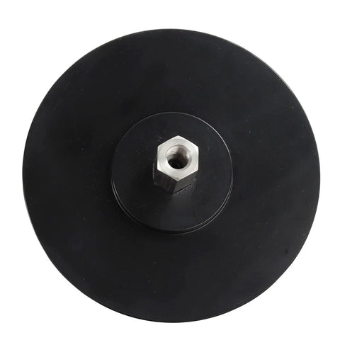Suction cup with M8 screw insert, black aluminum alloy, 3.75-inch diameter (front view)