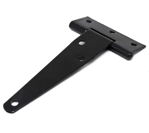 Six Pack 4 Inch T Strap Hinges Black Outdoor Gate Hinges For Wooden Fences Beefy Heavy Duty Tee Hinges For Shed Barn Doors Gates Rugged Carbon Steel