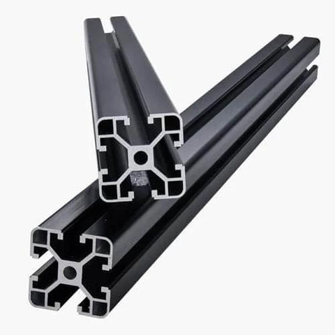 4PCS 23.6 in (600 mm) T Slot 4040 Aluminum Extrusion Profile, European Standard Anodized Linear Rail, Black, front view