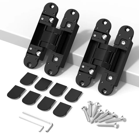 Discreet 5 Point 5 Inch Hidden Door Hinges Set For 180 Degree Swing Concealed Hinges 3 Way Adjustable Butt Hinges