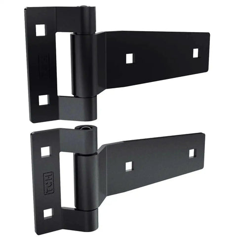 Heavy Duty 5 Inch Stainless Steel Strap Tee Hinge Black Finish, 2 Pack, 300 Series for garage doors and barn doors