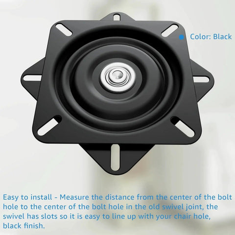 Two Piece 7 Inch Heavy Duty Bar Stool Rotating Plate Replacement, 360 Degree Square Rotating Mechanism, black finish