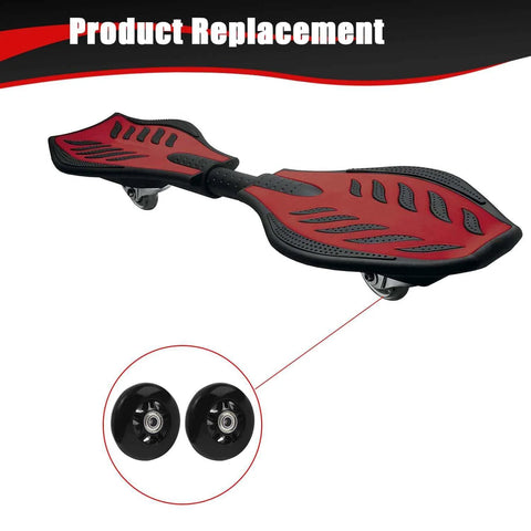 76mm x 24mm Wheels Replacement for 360 PowerRider RipRider FlashRider Caster Trike Ripster Ripsurf Caster Board shown with skateboard