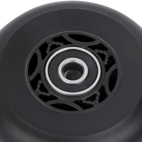Close-up of black 76mm 90a Ripsurf Wheel w/Bearings ABEC-9 for DLX Caster Board, Deluxe Junior Skateboard, 2 Wheel Pivoting Skateboard
