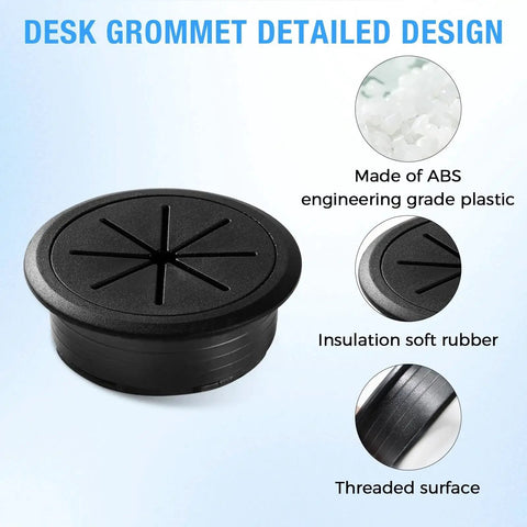 Maintain a clean, organized workspace with this 2-pack 80 mm white ABS desk grommet, featuring a detachable, flexible cable opening.