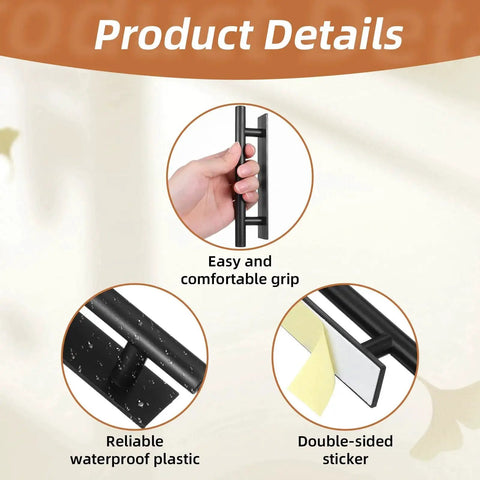 Close-up of a 40 Pack Peel and Stick Cabinet Handles ABS Plastic Self Adhesive Drawer Pull with grip and double-sided sticker in use