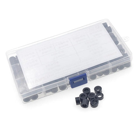 11mm Outer Diameter ABS Unthreaded Clearance Spacers Standoffs Kit for M6 Screws with plastic storage case and loose spacers.