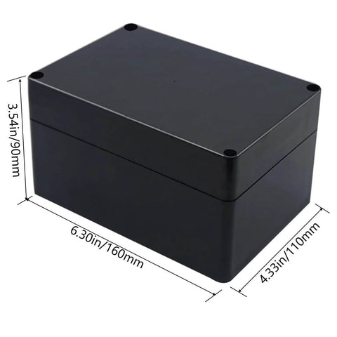 Black IP65 Outdoor Waterproof Electrical Box For DIYers With Cable Glands ABS Junction, size 6.3x4.33x3.54 inch