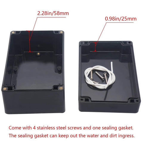 IP65 Outdoor Waterproof Electrical Box For DIYers With Cable Glands ABS Black Junction Box open showing interior and components