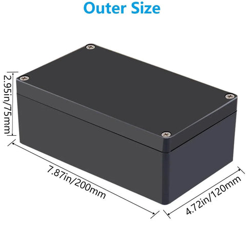 Outdoor IP67 Waterproof Electrical Box In Black ABS Junction Box With Cable Glands For DIY Projects Weatherproof Power Enclosure