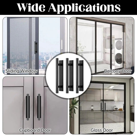 Wide applications of 30 Pack Self Stick Push Pull Cabinet Handles In Black ABS Plastic No Drill Adhesive Peel And Stick for various doors and windows.