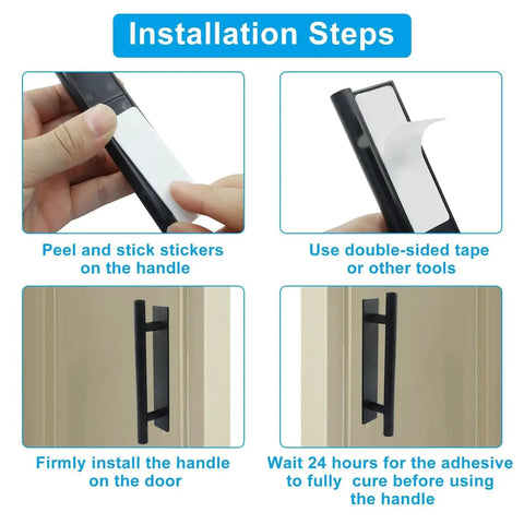 Installation steps for 10 Pack Self Stick Push Pull Helper For Cabinets And Drawers Adheres Easily with Peel and Attach Design
