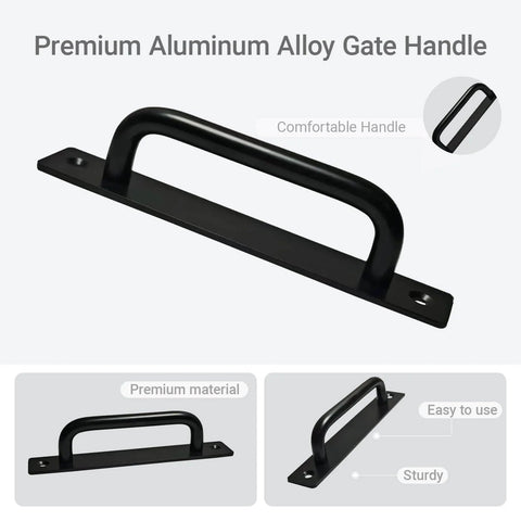 2PCS 5.8 Inches Barn Door Handle, Premium Aluminum Alloy Gate Handle, sturdy black sliding door pull handle
