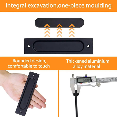 Recessed Finger Flush Pulls 6 Inch Aluminum Rust Proof Door Pull for Pocket Doors Barn Doors Cabinets with 5 Inch Hole Centers