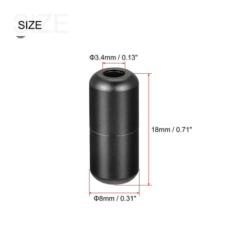 Dimensions of Shoelace Locks Buckle, 8 x 18mm Aluminum Elastic No Tie Shoe lace Turnbuckle, Glossy Black 6 Pcs