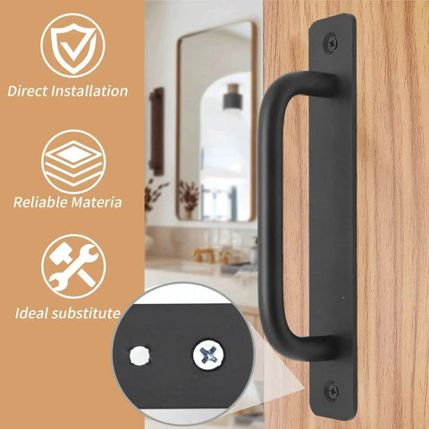 Center Hole Gate Handle For Sliding Barn Doors Pocket Doors And Bifold Closets Black Aluminium Door Pull 5 Inch Long