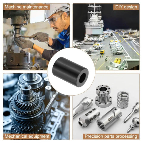 Six Pack Aluminum Spacers One Half Inch Thick One Inch Outer Diameter One and a Half Inch Long Round Unthreaded Standoff for Five Sixteenth Inch Bolts Black Durable and Easy to Install Ideal for Electronics Mechanical and RC Projects in various industrial and hobby applications collage