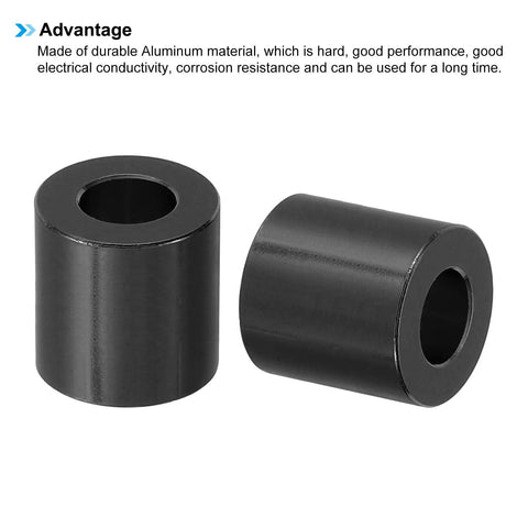 Black aluminum spacers from the Heavy Duty Aluminum Spacer Set M8 One Third Inch Bolts 8 Pcs, 8.2mm ID X 16mm OD X 16mm Length.
