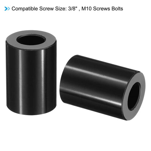 Durable Aluminum Spacers Pack of 5, M10 Outer Diameter Three Quarter Inch, One Inch Length, Black Anodized, Two Spacers