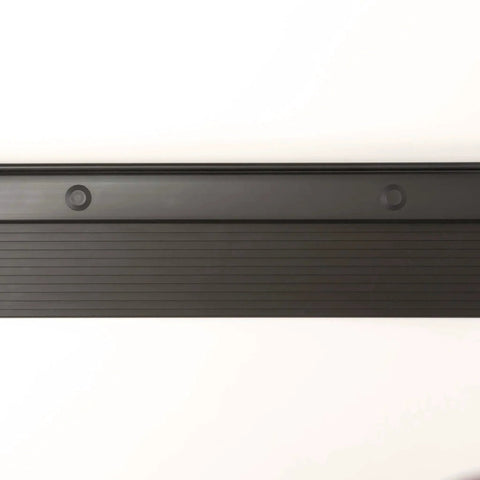 Adjustable Aluminum Threshold - Extra Short Width with Hidden Screws, Adapts to Any Height, Heavy-Duty, 36 inch, Black close-up.