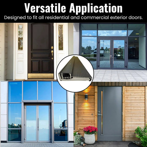 Black Adjustable Aluminum Threshold used in various residential and commercial doors, showcasing hidden screw design and heavy-duty construction.