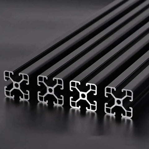 Four Pack 4040 T Slot Aluminum Extrusion Profiles 19.7 Inches European Standard Anodized Linear Rail Black Finish 500mm Length
