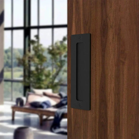 7 Inch Black Barn Door Handle Finger Pull Set Two Pack Heavy Duty Invisible Handle For Gates Garages Sheds Barn Doors
