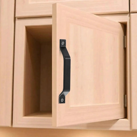 2 Pack Black Barn Door Handle 6.1 Inch Door Pull Handle for indoor outdoor sliding doors gate fence shed cabinet drawer garage durable corrosion resistant metal easy to install