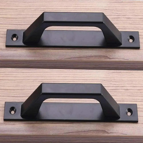 Sliding Barn Door Handle For Wooden Doors 19.6 Cm Long, Antique Two-Piece Door Pull In Matte Black Finish, carbon steel